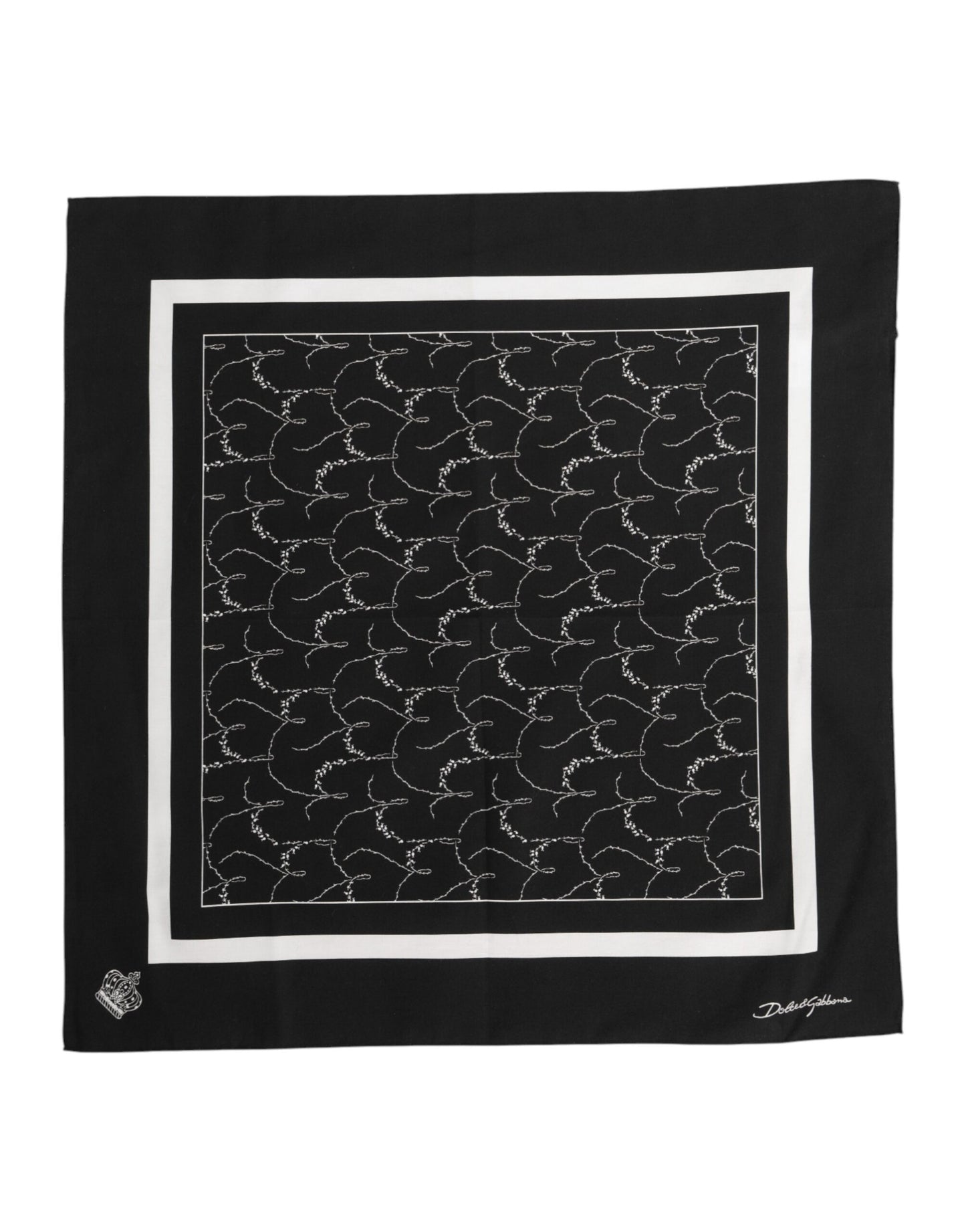 Dolce & Gabbana Black White Printed Square Foulard Scarf
