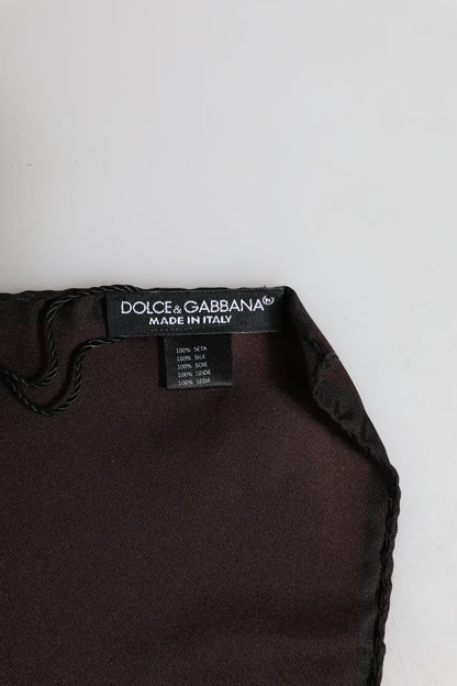 Dolce & Gabbana Brown DG Crown Silk Square Men Foulard Scarf