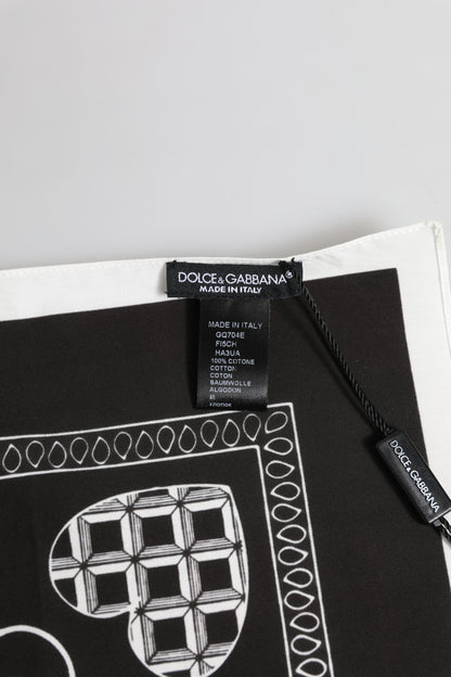 Dolce & Gabbana Black White Bandana Square Men Foulard Scarf