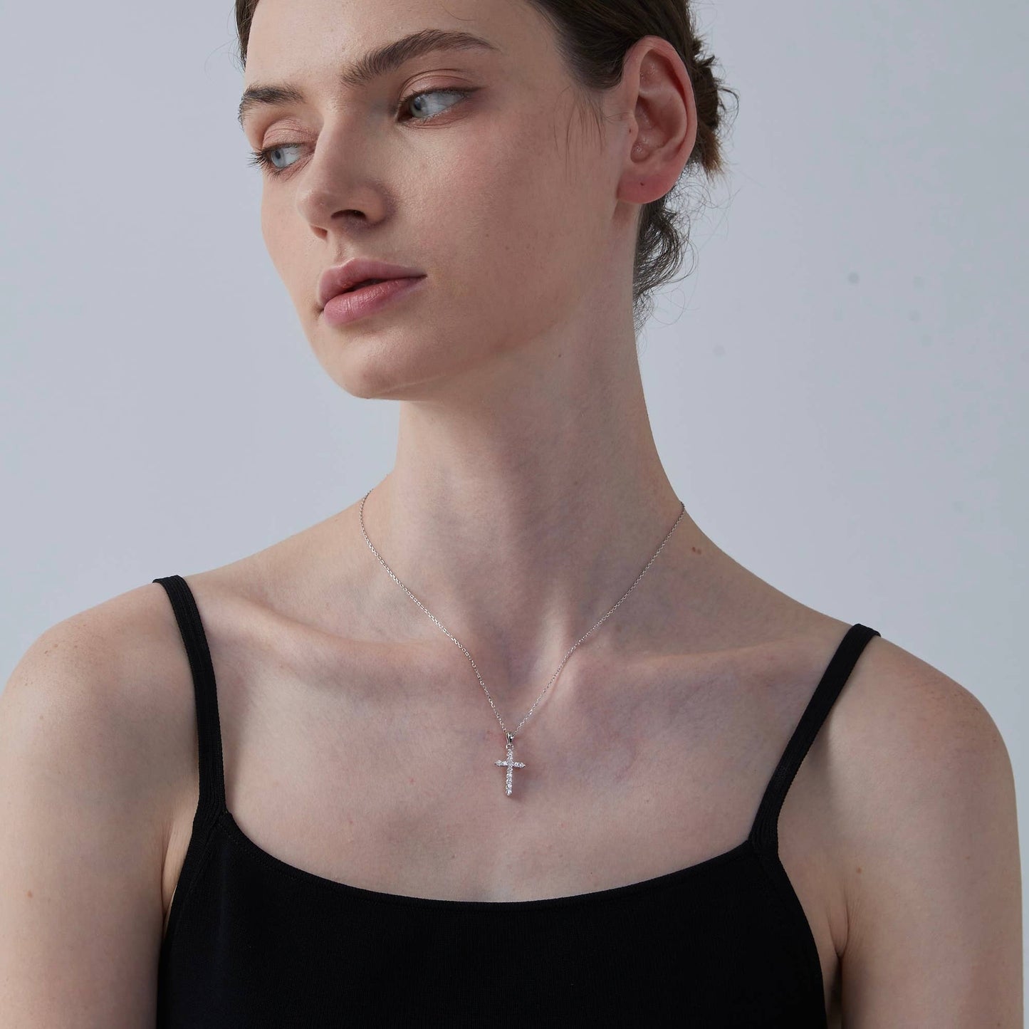 Moissanite Cross Pendant Necklace in 925 Sterling Silver