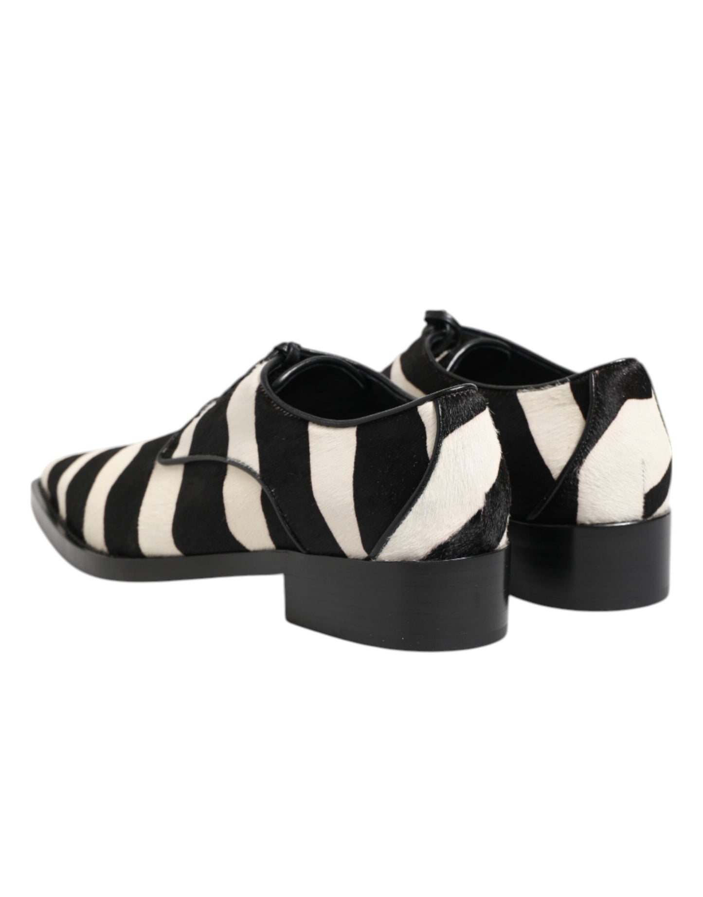 Dolce & Gabbana Black White Zebra Pony Fur Dress Shoes