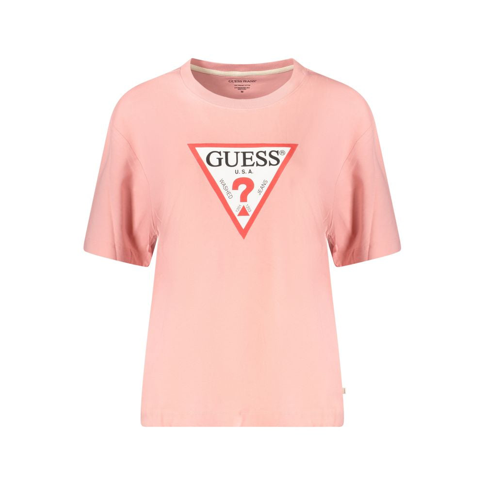 Guess Jeans Pink Cotton T-Shirt