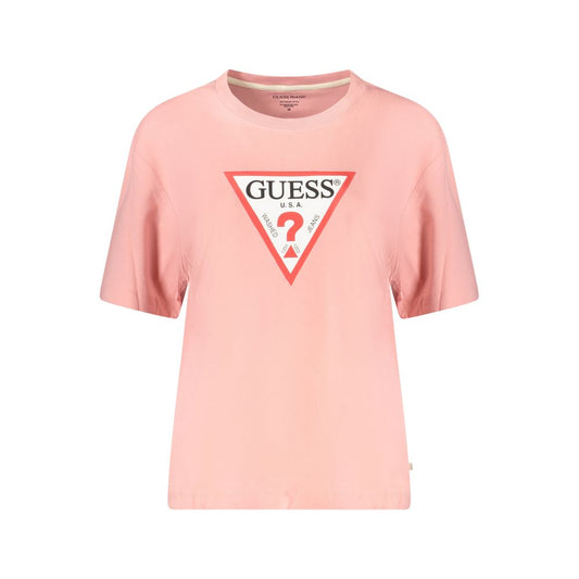 Guess Jeans Pink Cotton T-Shirt