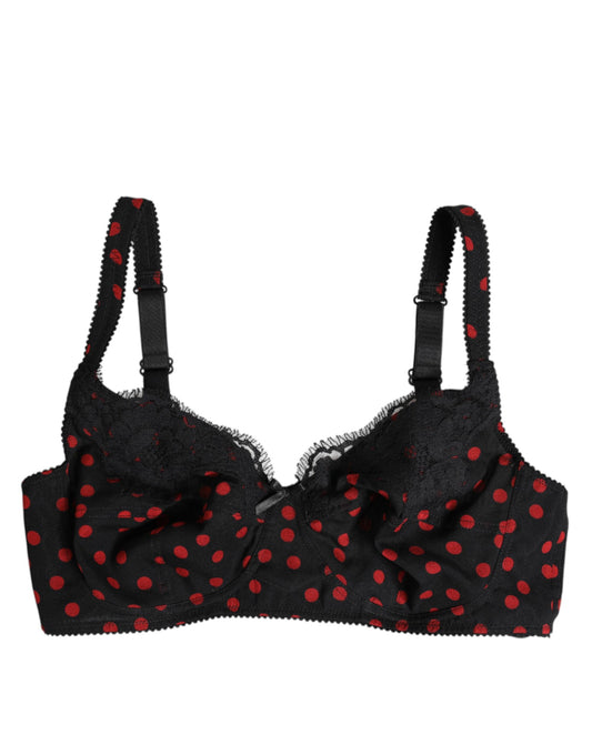 Dolce & Gabbana Black Red Polka Dot Underwired Balconette Underwear