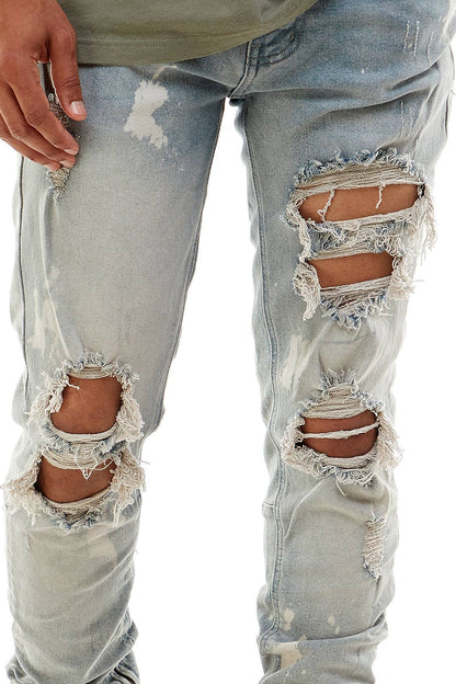 BLEACHED ANKLE ZIP JEANS