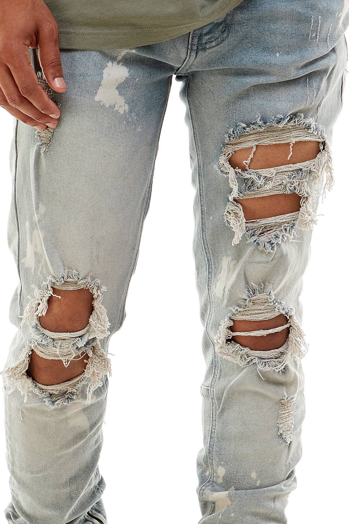BLEACHED ANKLE ZIP JEANS