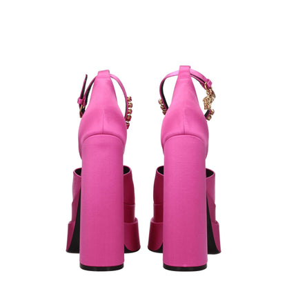 Versace Pink Satin Platform Sandals