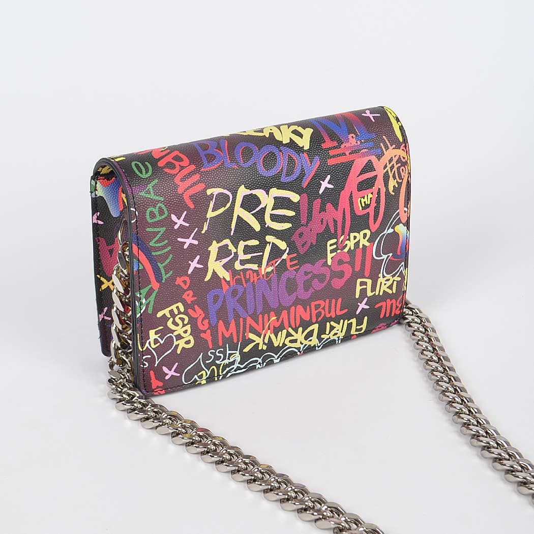 Oversized Chain Graffiti Cross Body Bag