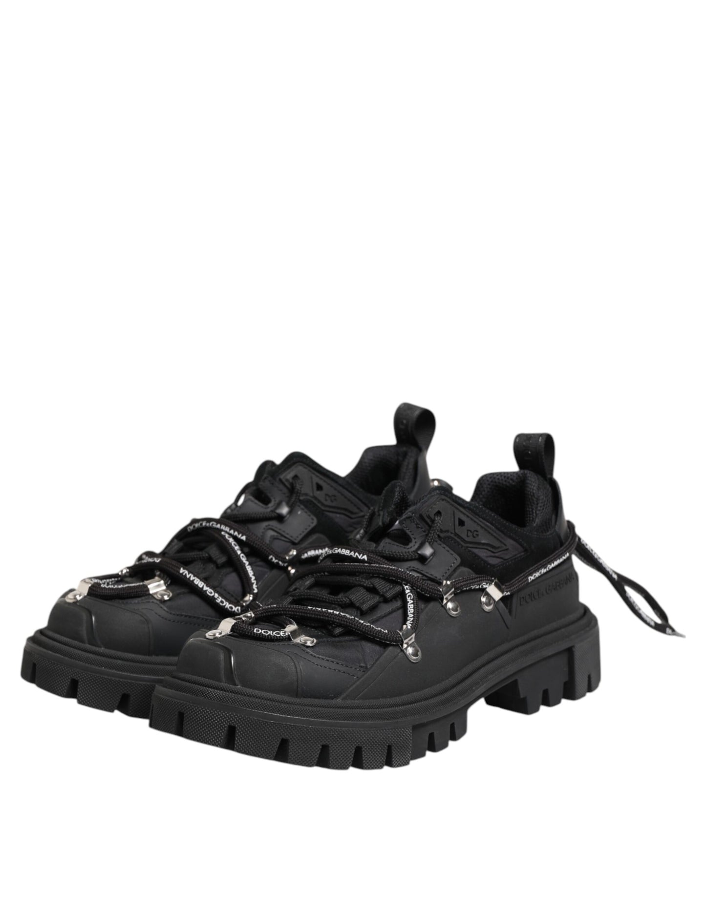Dolce & Gabbana Black Low Top Lace Up Trekking Sneakers Shoes