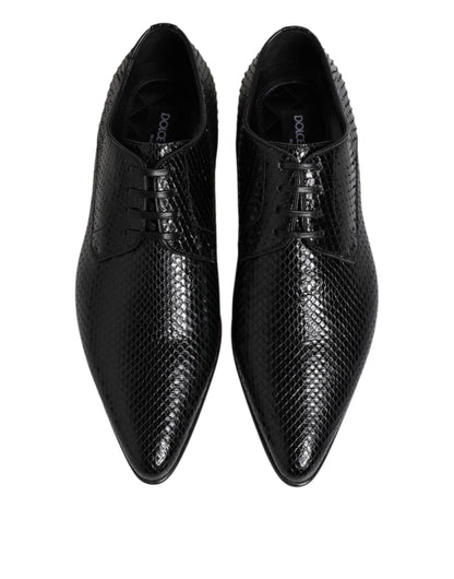 Dolce & Gabbana Black Exotic Leather Lace Up Derby Shoes