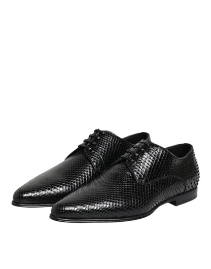 Dolce & Gabbana Black Exotic Leather Lace Up Derby Shoes