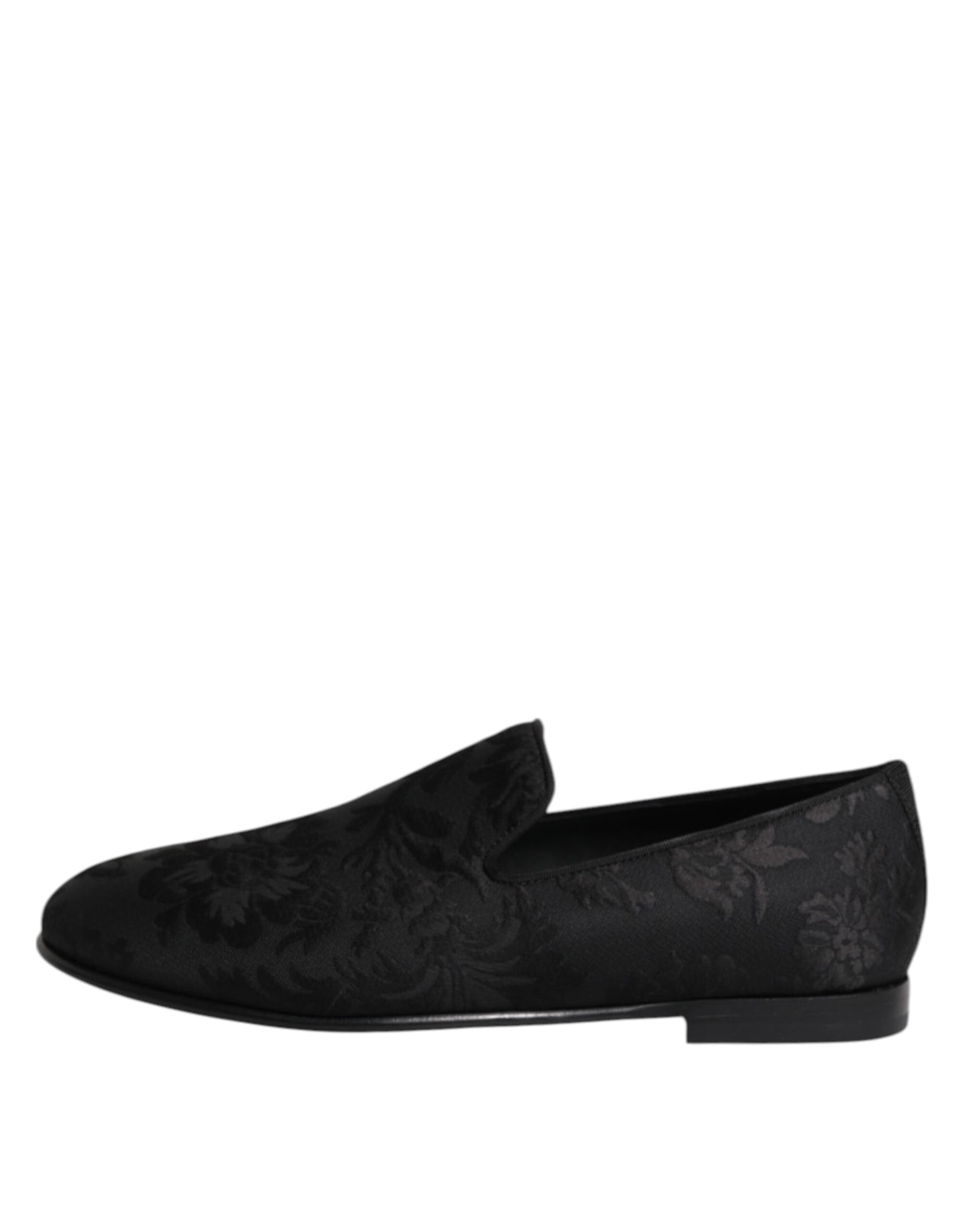 Dolce & Gabbana Black Floral Brocade Loafers Men Dress Shoes