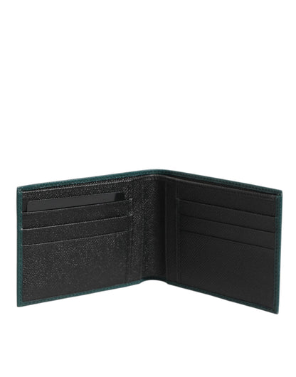 Dolce & Gabbana Green Leather DG Logo Plaque Bifold Men Card Holder Wallet