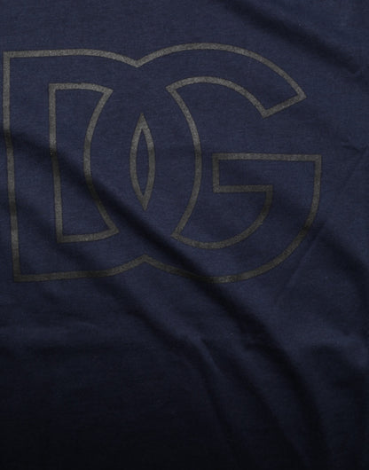 Dolce & Gabbana Dark Blue Cotton DG Logo Print Men’s Top T-shirt