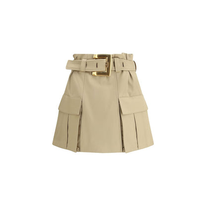 Balmain Beige Cotton Mini Skirt