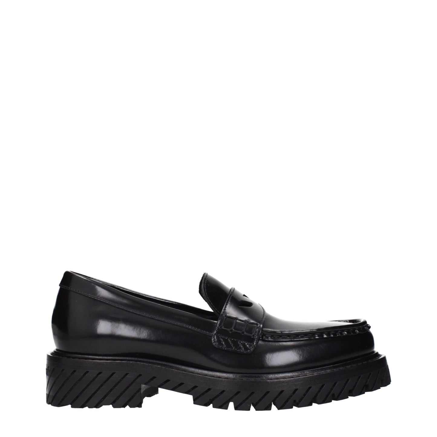 Off-White Black Leather Slip-On Loafers