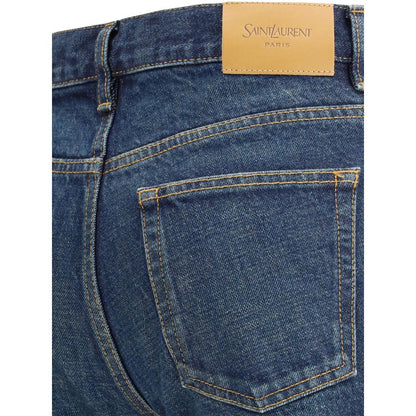 Saint Laurent Blue Cotton Straight-Leg Jeans