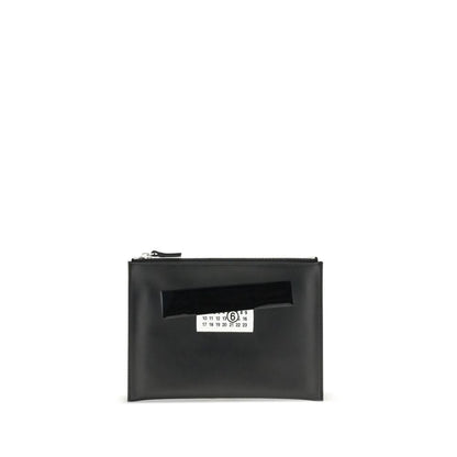 MM6 Black Calf Leather Bos Taurus Clutch Bag