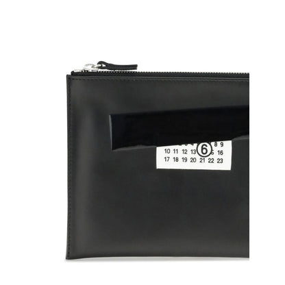MM6 Black Calf Leather Bos Taurus Clutch Bag