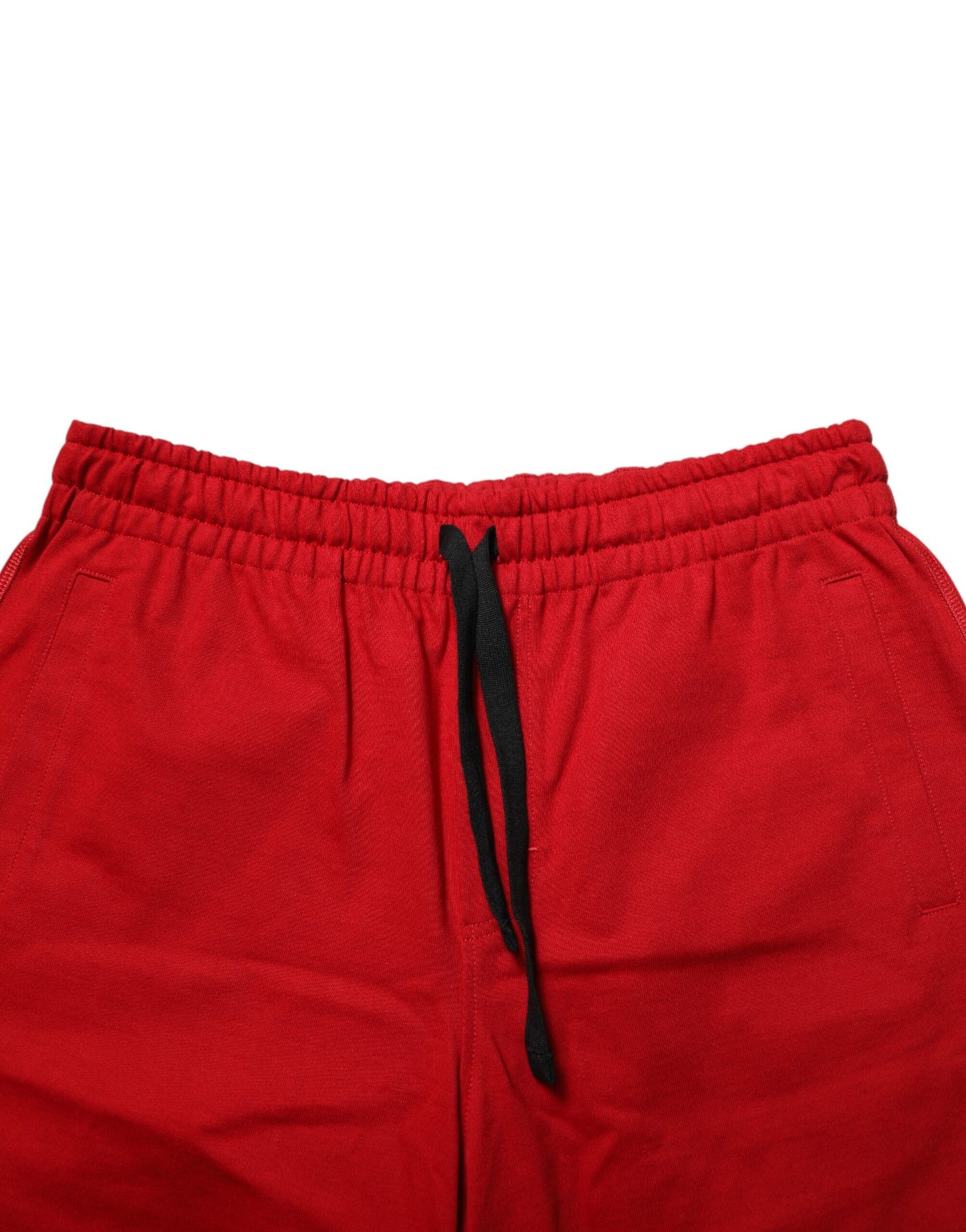 Dolce & Gabbana Red Cotton Mid Waist Drawstring Bermuda Shorts