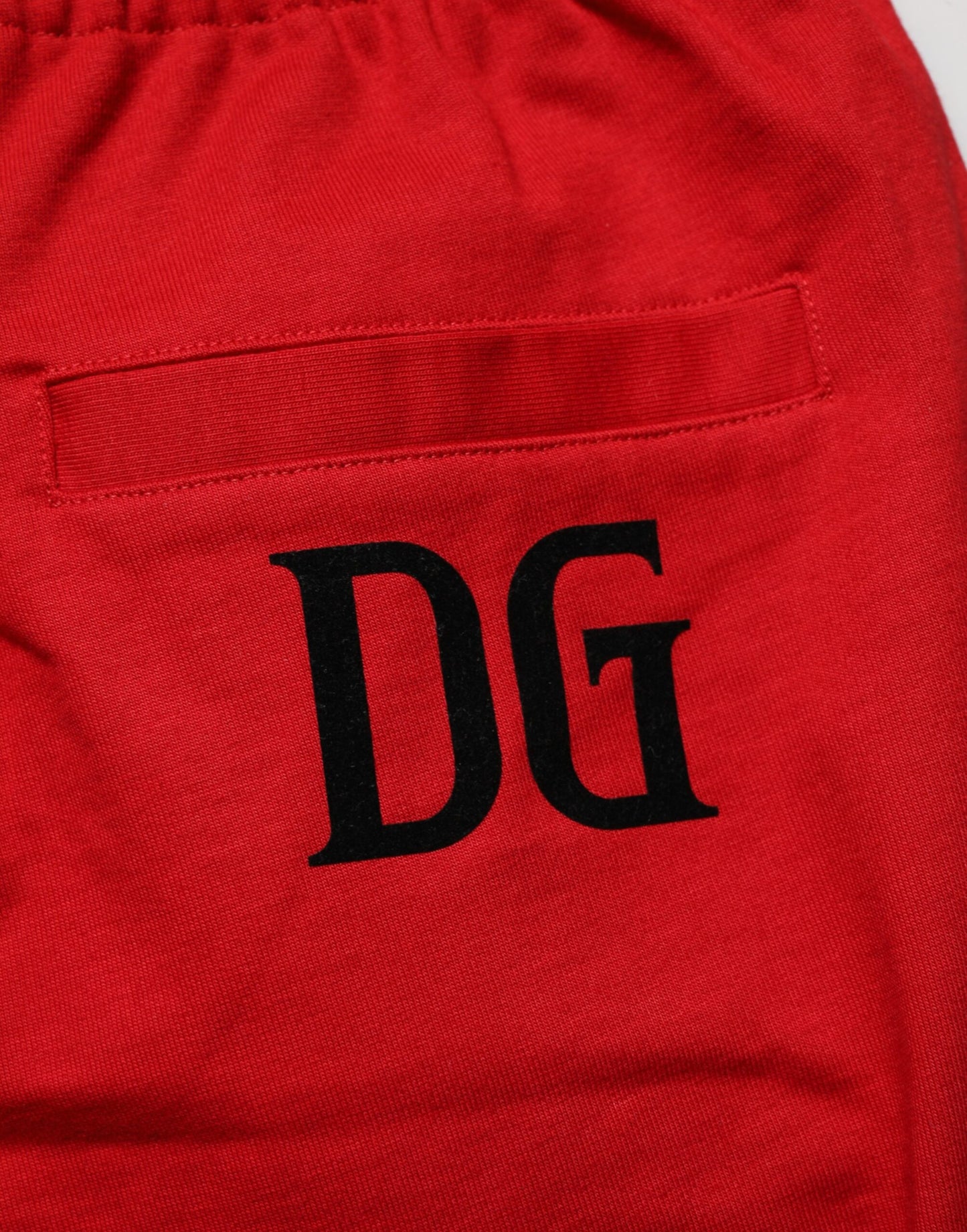 Dolce & Gabbana Red Cotton Mid Waist Drawstring Bermuda Shorts