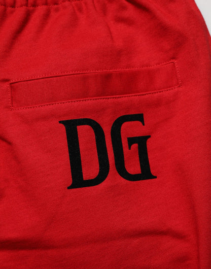 Dolce & Gabbana Red Cotton Mid Waist Drawstring Bermuda Shorts