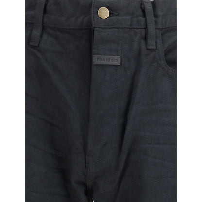 Fear Of God Black Cotton Straight-Leg Jeans