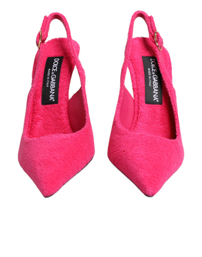 Dolce & Gabbana Pink Suede High Heels Slingback Shoes
