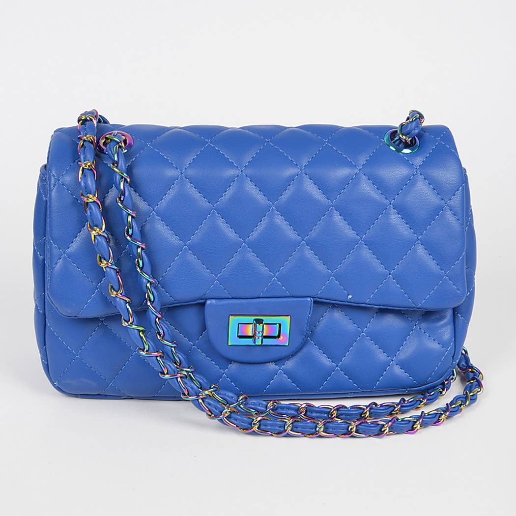 Quilted Hologram Chain Shoulder Bag