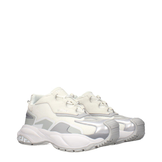 Versace White Fabric Chunky Sneakers