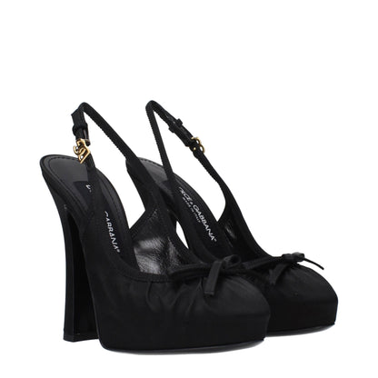 Dolce & Gabbana Black Satin High Heel Pumps