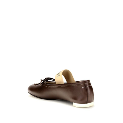 MM6 Brown Calf Leather Bos Taurus Ballet Flats