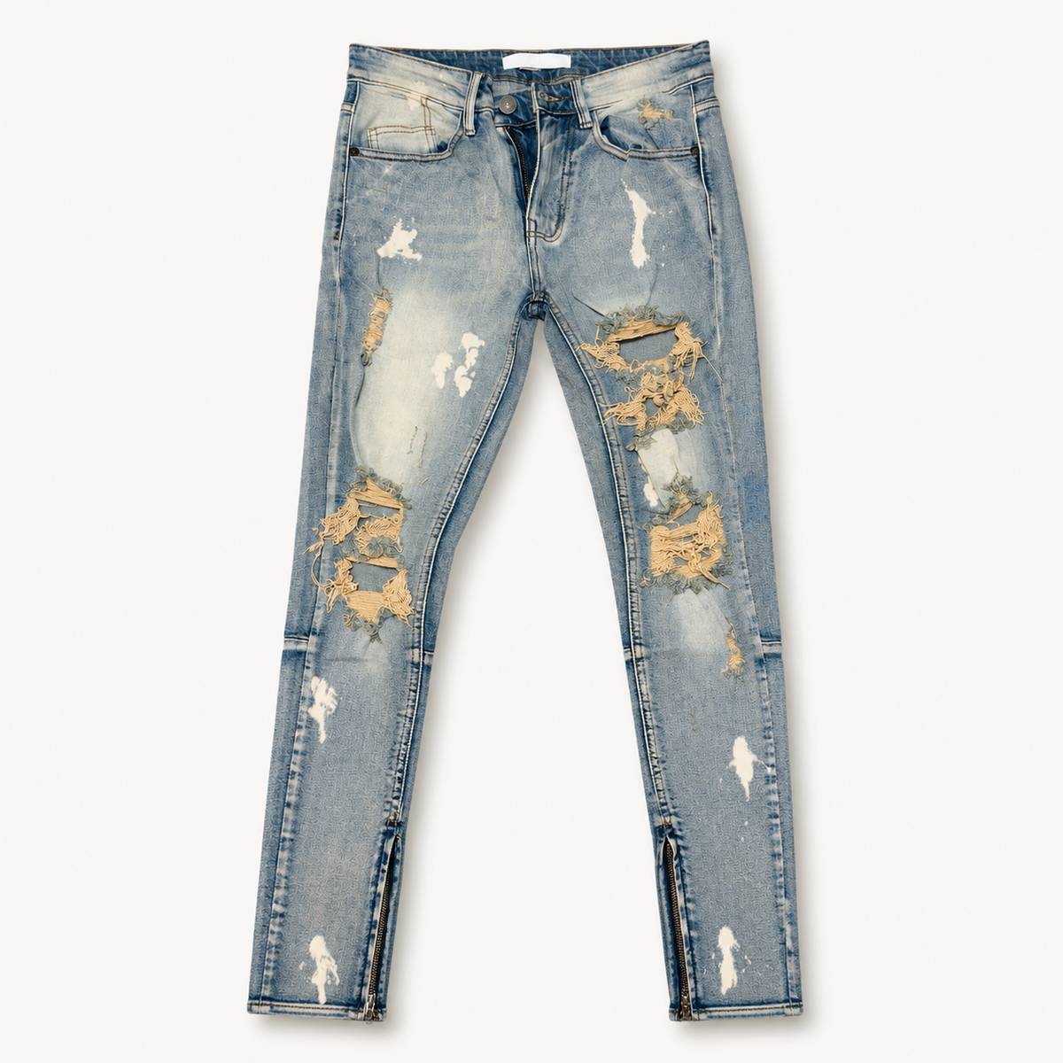 The Distressed Ankle-Zip Skinny Jeans