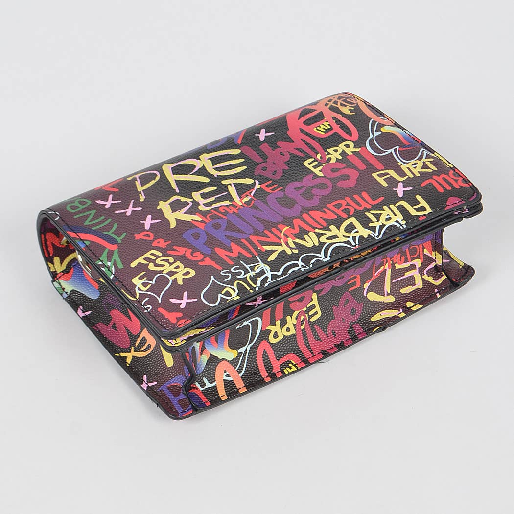Oversized Chain Graffiti Cross Body Bag