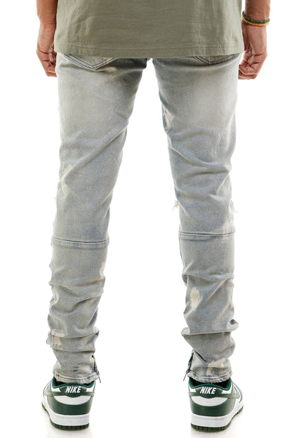 BLEACHED ANKLE ZIP JEANS