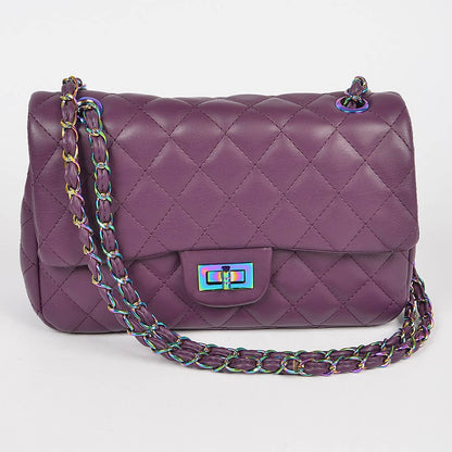 Quilted Hologram Chain Shoulder Bag