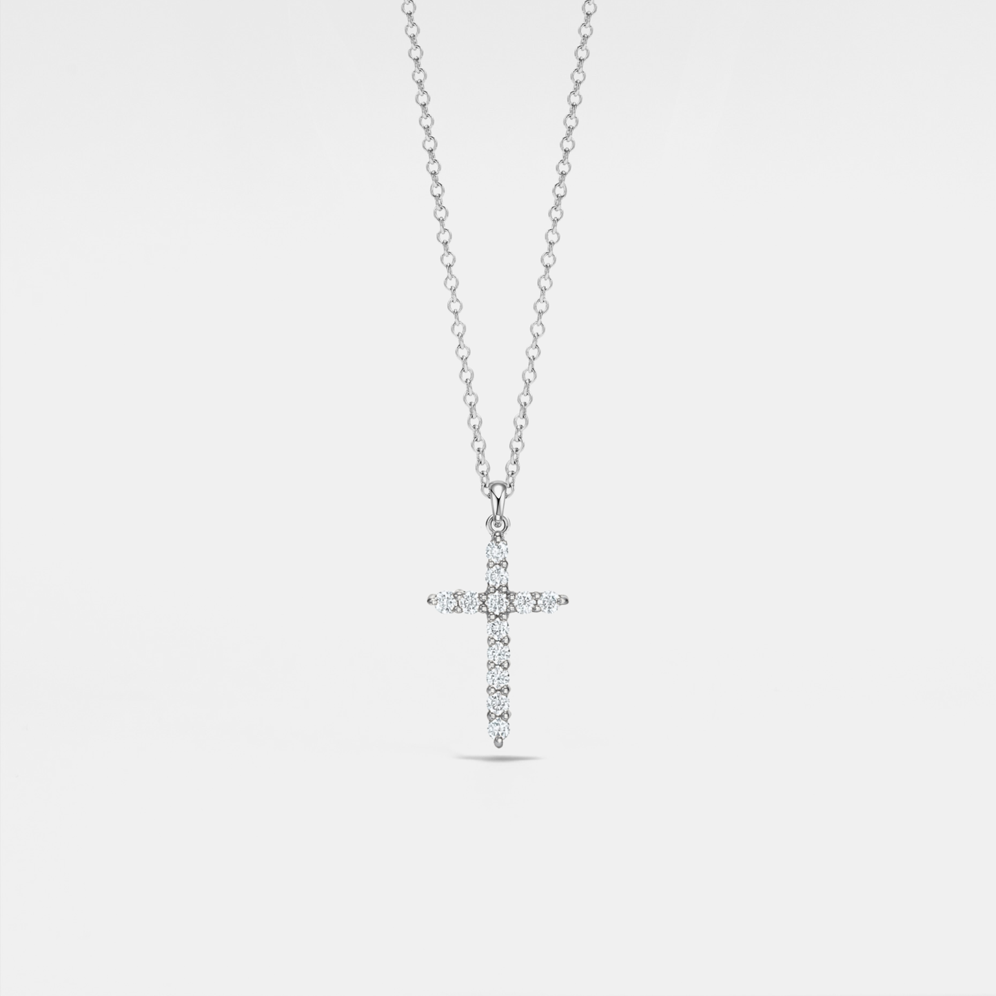 Moissanite Cross Pendant Necklace in 925 Sterling Silver