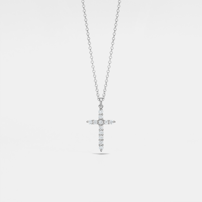 Moissanite Cross Pendant Necklace in 925 Sterling Silver