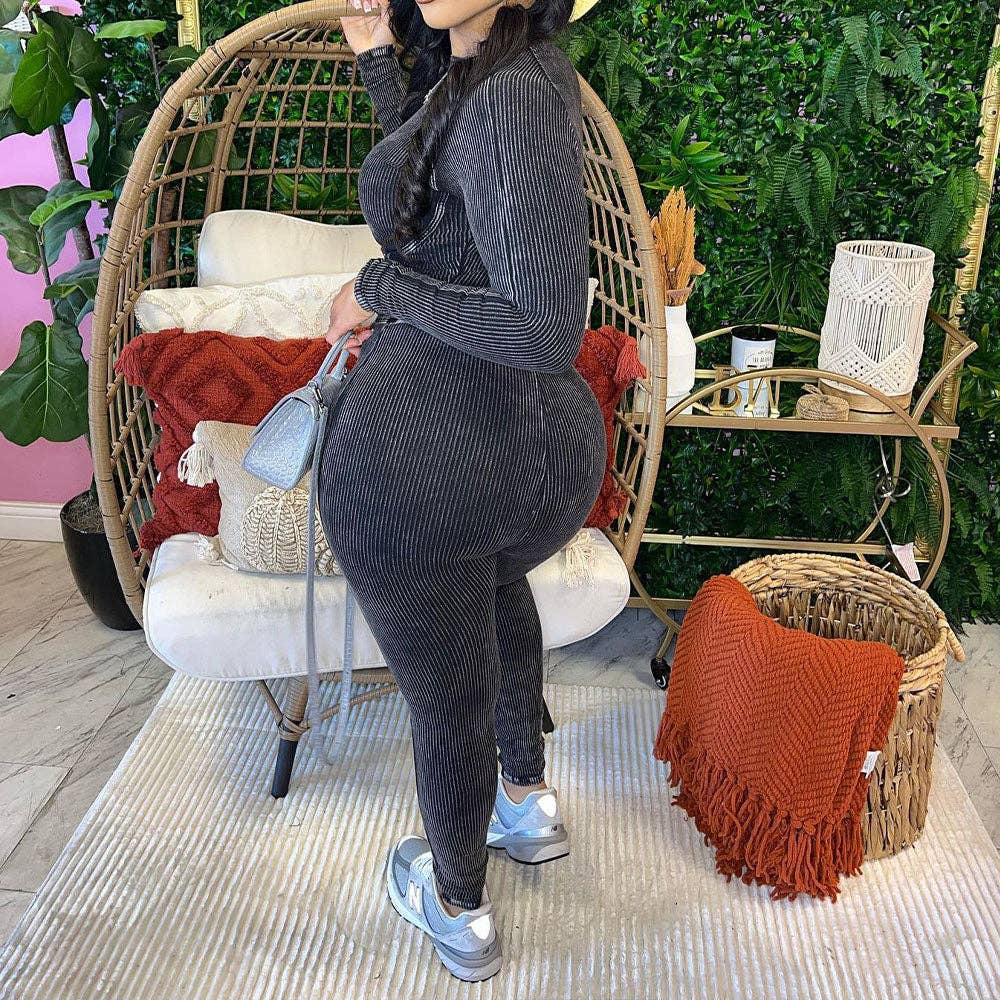 EVERY FASHION HIGH QUALITY Ribbed Crop Top & High-Waisted Leggings