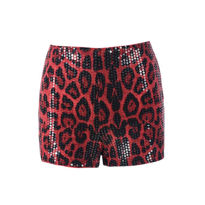 Leopard sequined party shorts