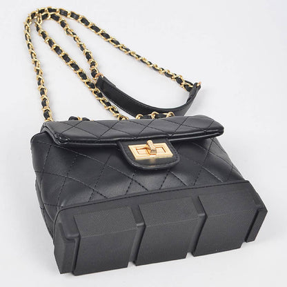 Quilted Shoulder Bag W/rubber Bottom