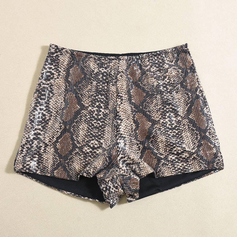 Leopard sequined party shorts