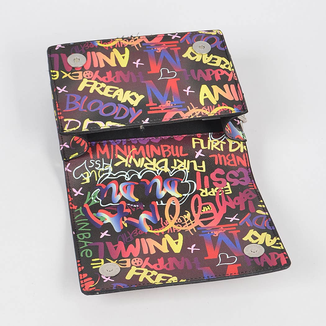 Oversized Chain Graffiti Cross Body Bag