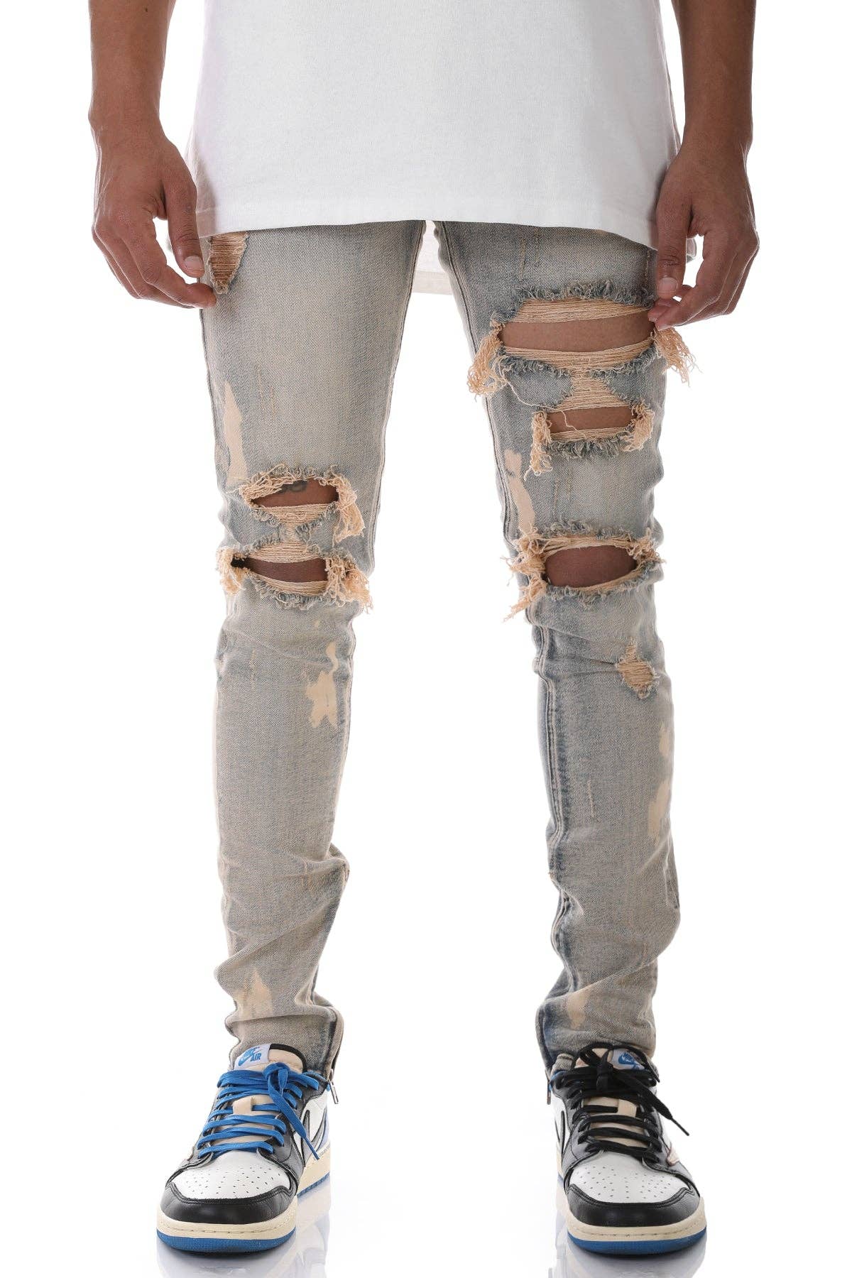 BLEACHED ANKLE ZIP JEANS