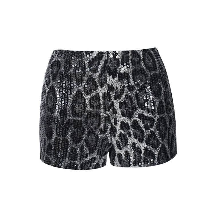 Leopard sequined party shorts