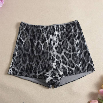 Leopard sequined party shorts
