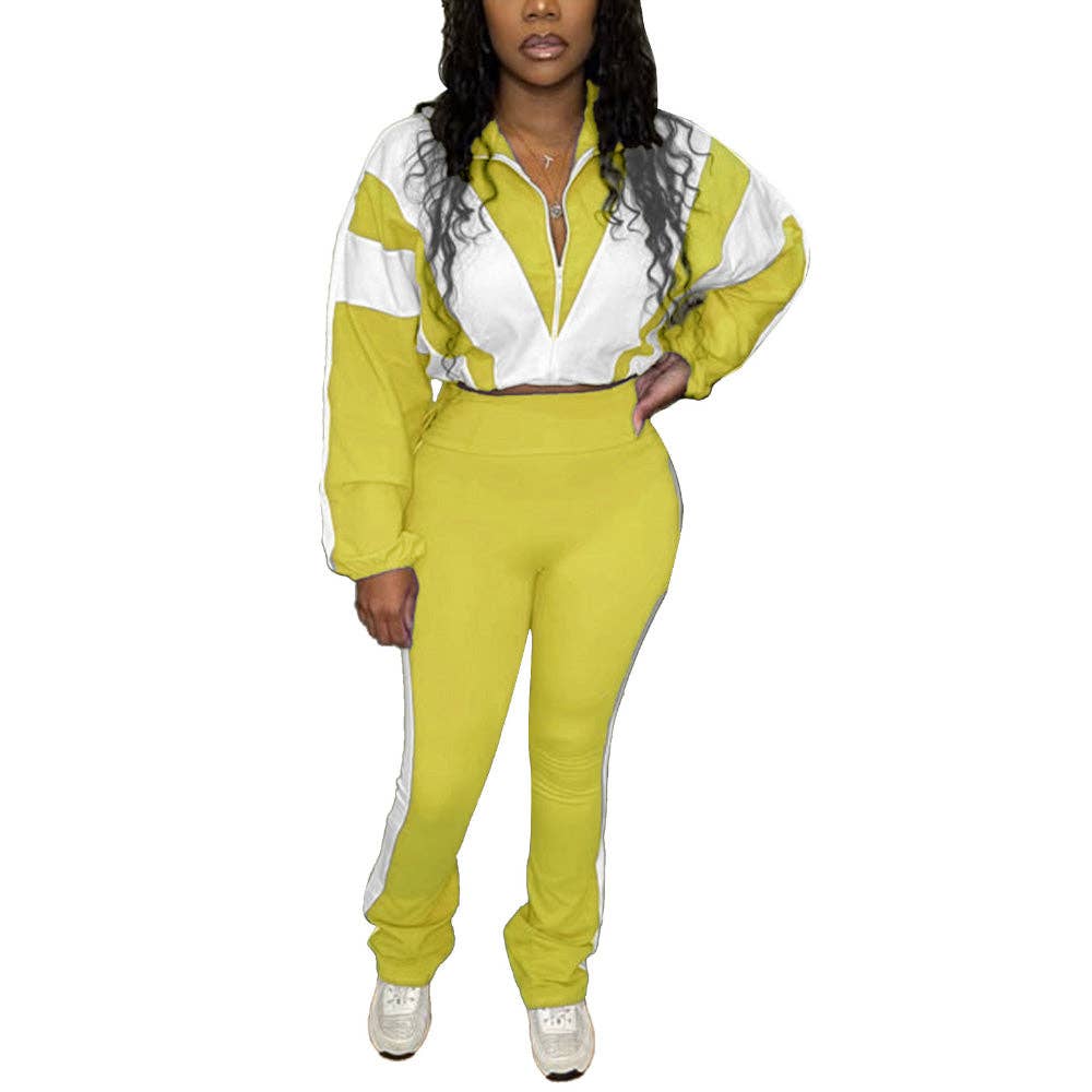 EVERY FASHION Zip-Up Crop Jacket & High-Waist Jogger Set HR25015