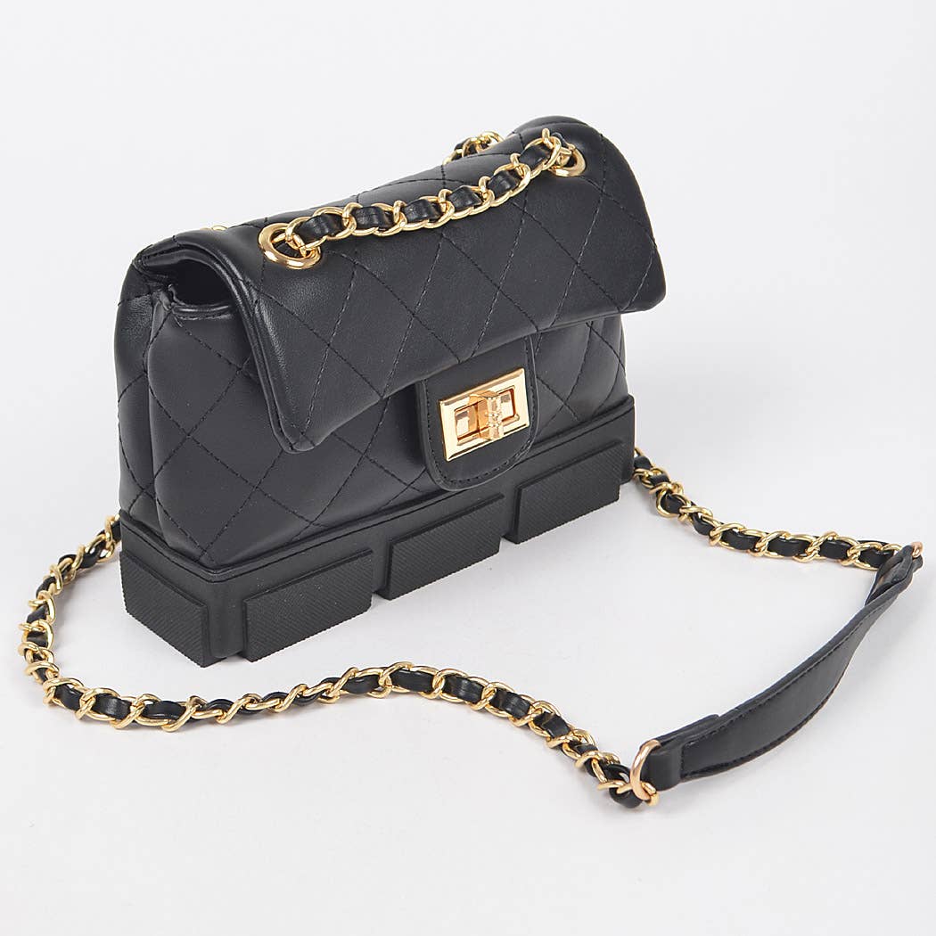 Quilted Shoulder Bag W/rubber Bottom