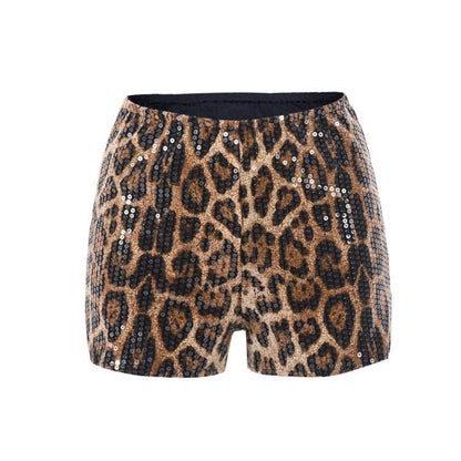 Leopard sequined party shorts