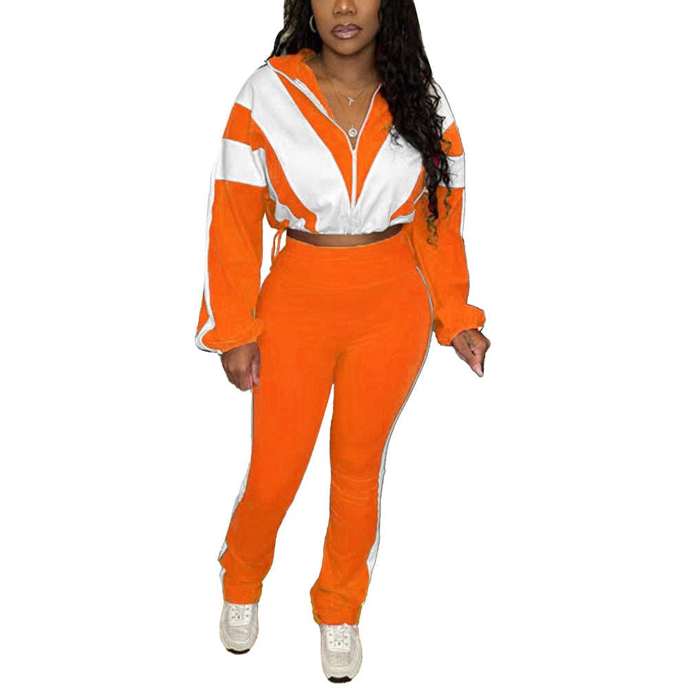 EVERY FASHION Zip-Up Crop Jacket & High-Waist Jogger Set HR25015